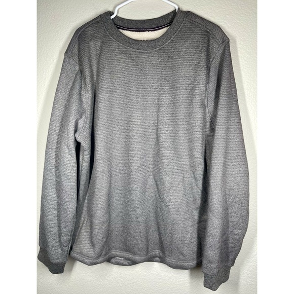 BC Clothing Heritage Fleece Lined Waffle Knit Mens Large Gray Nwot Pullover - Picture 1 of 9